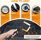 Grill Brush Bristle Free, Grill Brush with 5 Replacement Heads, Grill Cleaner Brush for Outdoor Grill, Cast Iron, Stainless Steel Grates, Grill Scraper Outdoor BBQ Grill, Dad Father Gift, Black
