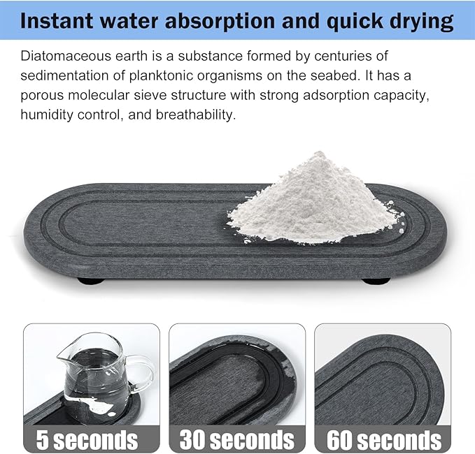 2PCS Water Absorbing Stone Tray, Fast Drying Diatomite Stone Sink Tray, Water Absorbent Diatomite Coasters, Stones Soap Trays for Kitchen Sink, Bathroom Counter Hand Soap Dish Toothbrush Holders