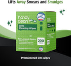 HandyClean Pre-Moistened Lens Cleaning Wipes, Eyeglass Wipes, Screen Wipes, 200 ct of 6 x 5 inches Individually Packed Lens Cleaner Wipes