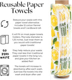 The Useless Brand Reusable Paper Towels Roll | Washable Cotton Flannel Sheets w/Cardboard Roll | Fits on Most Holders (Lemons, 12 Towels)