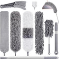 9PCS Dusters for Cleaning,Extendable Microfiber Duster with Extension Pole Up to 100'',Bendable Washable and Reusable Dusters Kit for Ceiling Fans, High Ceilings,Blinds,Furniture and Cars