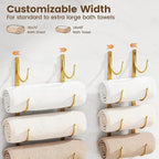 Bathroom Rolled Towel Rack: 4-Tier Wall Mounted Towel Storage Holder, Hanging Organizer for Towels, Blankets, Large Bath Sheets, Space Saving in RV, Closet, Toilet, Cabinet, Gold