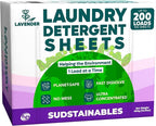 Sudstainables Laundry Detergent Sheets (200 Loads) – Eco-Friendly, Plastic-Free, Zero Waste, Laundry Washing Machines Soap Sheets; Dissolvable, Space-Saving Strips for Travel (Lavender)
