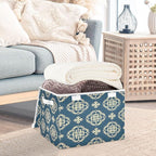 senya Large Storage Bins with Linen Collapsible Foldable Storage Cubes Fabric Closet Organizer Containers box with Flip-Top Lid for Home Bedroom Office 16.7 x 12.6 x 11.8in (Pattern Flower)