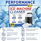 Ice Machine Cleaner Maker and Descaler -44 Ice Maker Cleaner Tablets Compatible with All Major Brands, Nickel Safe Descaler Countertop Portable Commercial Icemaker Cleaning Solution