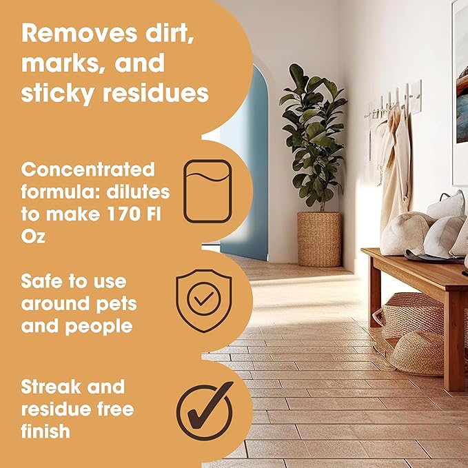 Furniture Clinic Stone & Tile Floor Cleaner | Dilutes to 170 FL Oz | Easy and Safe Application | Quick-Drying with Lemon Aroma | 17oz / 500ml