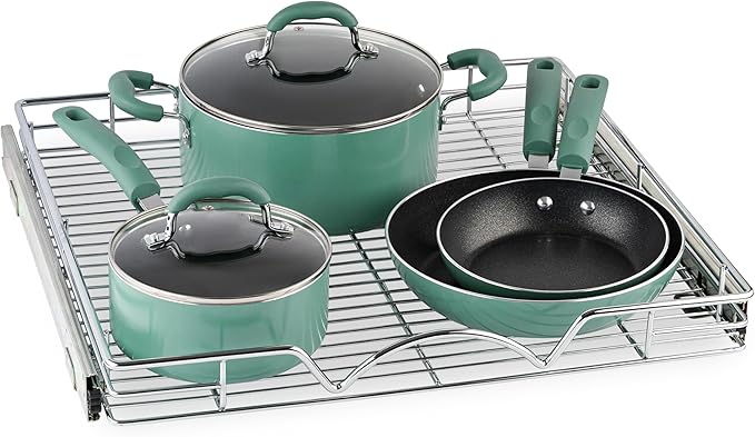 HOLDN’ STORAGE Pull Out Cabinet Organizer - Heavy Duty Steel with Smooth Slide-Out Drawers, Chrome Finish - 20" W x 17" D Basket, Fits 21.25" Cabinet Opening