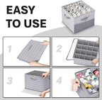ALCOVA Shoe Organizer for Closet, 3 Pack Shoe Storage Box with Clear Cover, Foldable Shoe Storage Box, Fits up to 48 Pairs, Gray