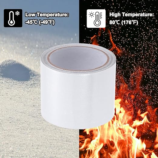 PATIKIL Awning Repair Tape 8m x 8cm Waterproof Canvas Tape High Adhesive Tear Repair Patch Kit for PVC Tarpaulin Tent Awning Fabric RV Sail Boat Cover, White (3.15" x26.24ft)