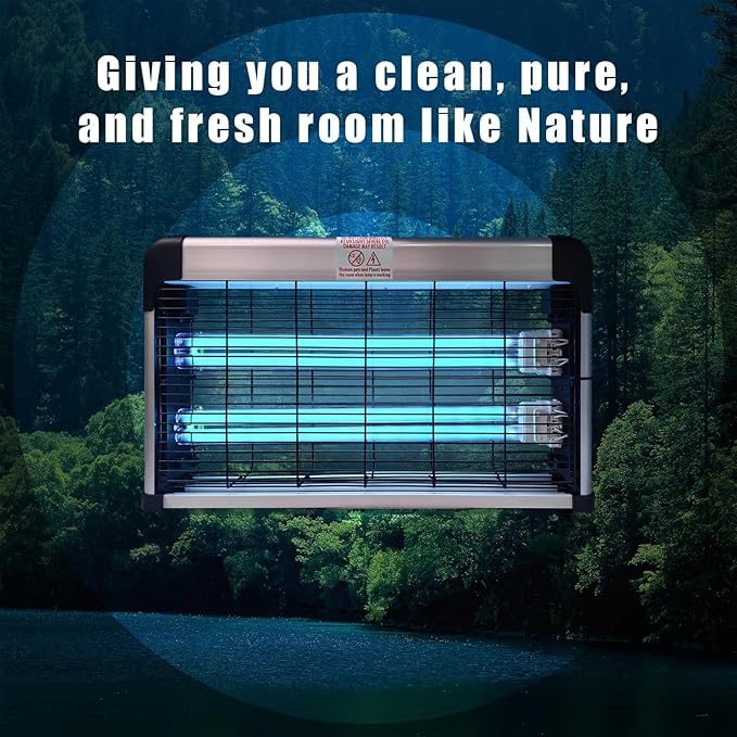 BAIMNOCM UV Lamp 76 Watts, Hanging Mite Odor Mold Removal Lamp with Remote Control Timer, UV-C Light for Basement Kitchen, 254nm Quartz Light