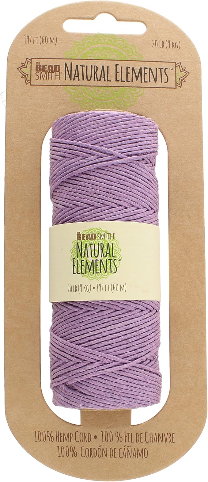 The Beadsmith 100% Hemp Cord – Purple Color – 2mm, 197 Foot Spool, 20LB Test Strength – Twine for Jewelry Making, Macrame, Paper Crafts, Gardening, Scrapbooking, Home Décor, DIY String Art & More
