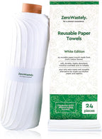 Reusable Paper Towels - Value Pack of 24 Paperless Paper Towels! - 100% Cotton, Super Soft, Absorbent, Washable and Made To Last