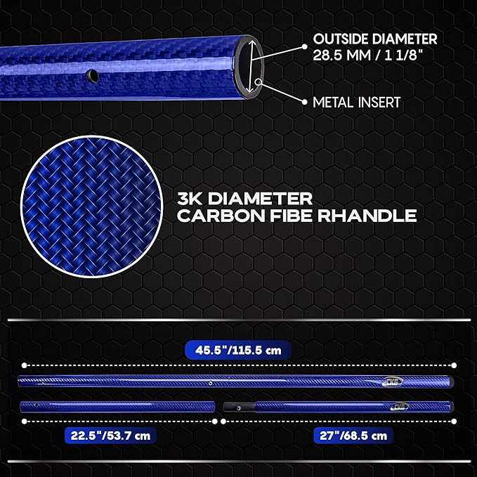 CKG Metal Detector Shovel Travel Carbon Handle for Scoop Shovel, Universal Lightweight Pole for Beach Metal Detecting Digging Tools Treasure Hunting 3k Carbon Fiber Long Tube Rod – Blue/Travel Size