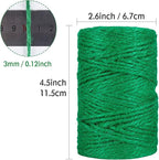 Garden Twine, Green Plant Twine 328 Feet 3mm Thick 3Ply Heavy Duty Jute String for Gardening, DIY Crafts Wrapping
