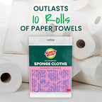 Scotch-Brite Sponge Cloths, Reusable, Absorbent, and Decorative Cleaning Towel, Dishwasher-Safe Wipes Ideal for Nonstick Cookware, Tile, Countertops, Mirrors, and Faucets, 2 Dish Towels