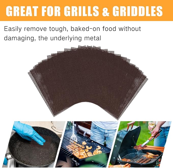 500 Pack Griddle 4x5.5'' Screen Grill Cleaning Screens Pre-treated Abrasive Mesh Pads for Flat Top Stainless Steel Griddle Cleaning Accessories Bundle