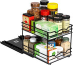 Pull Out Cabinet Organizer for Spices, Cans - Heavy Duty with Lifetime Limited Warranty- Pull Out Spice Rack- Cabinet Pull Out Shelf for Cans,Dishes, Etc, 8-1/2"Wx10-3/8"Dx8-7/8"H, Black