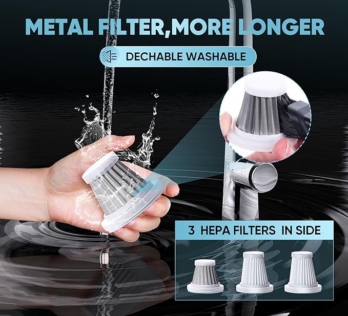 Car Vacuum Cleaner Portable Cordless 15000PA Brushless Motor|Handheld Vacuum Rechargeable 5200mAh Mini Car Vacuum with Super Endurance for Home and Desktop,SW101GREY