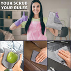 2 in 1 Stainless Steel Scrubber & Microfiber Cleaning Cloth, 5 Pack Towel & Steel Scrub Cloth for Pans, Dishes, Countertops, Reusable Non-Scratch Cleaning Pad for Kitchen Sink