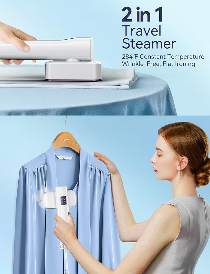 Steamer for Clothes,Sundu Portable Handheld Garment Steamer,15s Fast Heat-up,100ml Water Tank,20 Minutes of Continuous Ironing Removes Wrinkle for Home,Office and Travel-Porcelain White-F