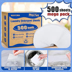 500 Loads Laundry Detergent Sheets, Eco-friendly Laundry Sheets, Powerful Cleaning, Suitable for Homes, Dorms, and Apartments- [Fragrance-Free]