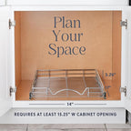 HOLDN’ STORAGE Pull Out Cabinet Organizer - Heavy Duty Steel with Smooth Slide-Out Drawers, Chrome Finish - 14" W x 17" D Basket, Fits 15.25" Cabinet Opening