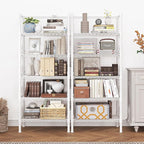 Metal Storage Rack, Storage Organizer Shelves for Kitchen, Bathroom, Living Room, Balcony and Garage, 5 Tiers Narrow Bookshelf, 21.2" W x 9.4" D x 59.2" H, Load 400lbs, White