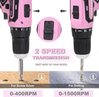 FASTPRO 160-Piece Pink Tool Set with 12V Cordless Lithium-ion Drill Driver, Lady's Home Repairing Tool Kit with Drill in Storage Case, For DIY, Home Maintenance