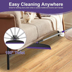Broom with Dustpan Combo Set and Silicone Air Broom Kit, 51" Long Handle Floor Squeegee, Purple Household Kit for Glass Window Rugs Pet Hair Home