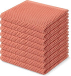 Homaxy 100% Cotton Waffle Weave Kitchen Dish Cloths, Ultra Soft Absorbent Quick Drying Dish Towels, 12 x 12 Inches, 8-Pack, Coral