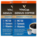 Decaf Genius Keto Coffee Pods with MCT Oil, Turmeric, and B Vitamins by VitaCup for Focus in Recyclable Single Serve Pod Compatible with K-Cup Brewers Including Keurig 2.0, 32 CT