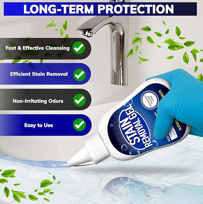 RKINC Stain Remover Gel, 6.76 Oz Household Washing Machine Cleaner for Washing Machine, Refrigerator Strips, for Tiles Grout Sealant Bathroom Cleaning Home Kitchen Sinks Cleaner