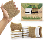 Biodegradable Natural Dish Sponges - Coconut and Cellulose - Eco Friendly Non-Scratch Heavy Duty Dish Scrubber - Pack of 12