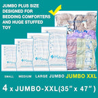 XXL Jumbo Size 47''X35'' Vacuum Storage Space Saver Bags Extra Large for Blanket, Bedding, Comforters (4 Pack)