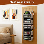 5 Tier Over The Door Organizer - Large Capacity Behind Door Hanging Shelves with 10 Mesh Pockets and Clear Windows, Closet Organizers and Storage for Bathroom, Bedroom, Nursery, Black