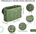 Kathfly Sage Green Toilet Paper Storage Basket with Lid Wicker Woven Bathroom Basket Toilet Paper Holder Holds up to 6 Mega Rolls Woven Organizer for Home Bathroom Kitchen Offices