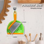 Mini Broom with Dustpan Combo Set Small Dust pan and Brush Set Quick Cleanup Debris Dust for Floor Countertop Worktop Desk Pet Cage (Green+Orange)