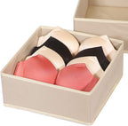 DIOMMELL 4 Pack Foldable Cloth Storage Box Closet Dresser Drawer Organizer Fabric Baskets Bins Containers Divider for Clothes Underwear Bras Socks Clothing,Beige 400