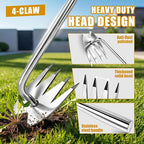 3 Pack Heavy Duty Stainless Steel Weed Puller Tools 4 Tooth V Head Manual Hand Weeder for Dandelions, Thistles Deep Roots, Manual Garden Weed Removal Tools for Lawn, Yard and Flower Beds