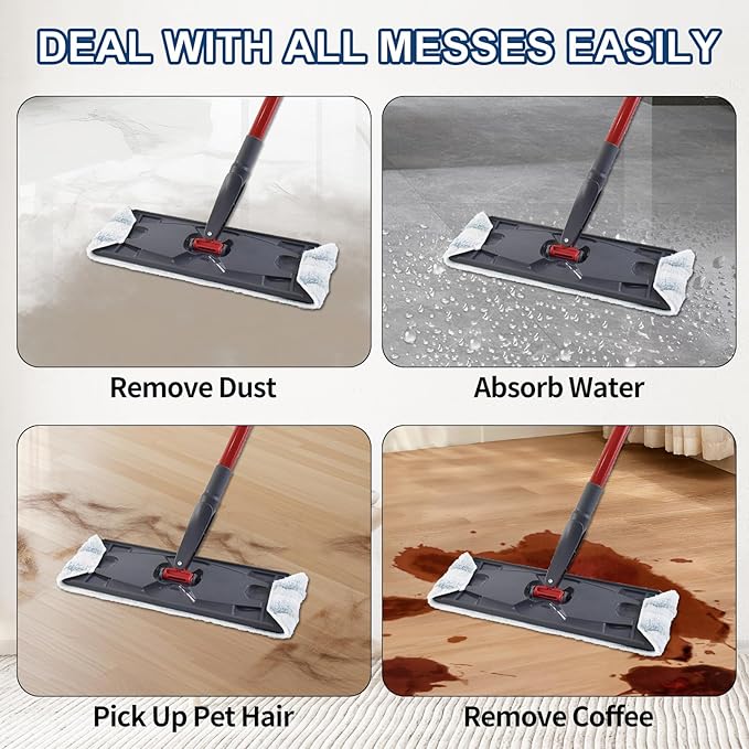 Mop Pads Replacements Compatible with H2prO Flat Mop System, Replace Mop Heads for Mop, Machine Washable Reusable Microfiber Pad Refills for Floor Cleaning (8 Pack)