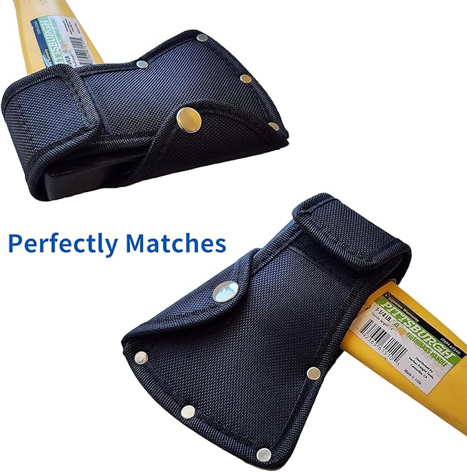 Hatchet Head Sheath Holster, Black Oxford Sheath for 1-1/4Lb Axe, Double Snap Hatchet Protector Cover with Belt Loop, Outdoor Camping Hiking Accessories