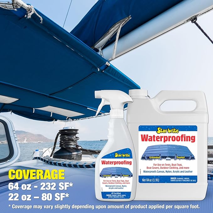 STAR BRITE Waterproofing Spray, Waterproofer + Stain Repellent + UV Protection for Boat Covers, Car Covers, Bimini Tops, Tents, Jackets, Backpacks, Boots, Awnings, Patio Covers & More