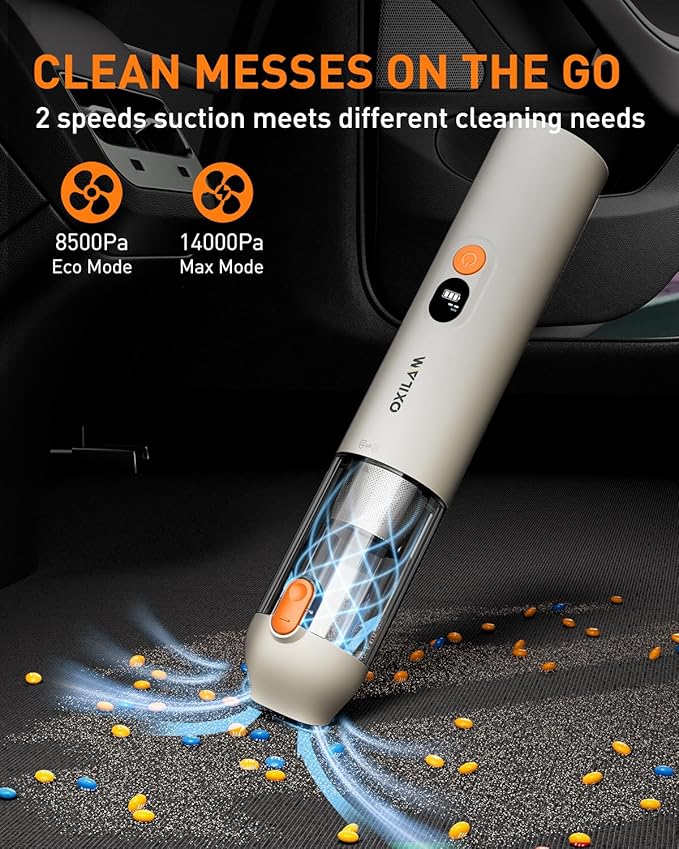 OXILAM 4 in 1 Car Vacuum - Handheld Vacuum 14000PA High Power, Portable Cordless Small Vacuum, Blow & Suction 2 in 1, Up to 30 Mins Runtime, Multi-Nozzles, Vacuum Cleaner for Home, Pet, Car, Office