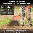 Electric Cordless Tiller Cultivator, Electric Garden Tiller for Lawn/Gardening/Soil Cultivation,360RPM, 9.06-in Width, 48 Steel Tines, (2 * 4.0Ah Batteries, Charger, Safety Gloves,Glasses)