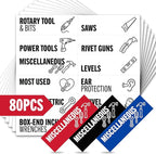 Toolbox Organization Magnetic Labels-80 Large Tool Chest Organizer Labels-Strong Magnets-Fits All Brands of Steel Tool Box Drawers(White 3.125x1.0 in)
