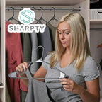 Sharpty Plastic Hangers Clothes Hangers for Clothing, Closet, Coats & Shirts - Notched, Durable & Space Saving - For Everyday Standard Use, Room Essentials & Basics - 35 Pack – Black