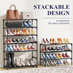Kitsure Shoe Rack - Non-Woven Shoe Rack Shelf, Shoe Organizer for Closet, Entryway, Garage & Corridor, Stackable Shoe Shelves, X-Large, Black