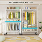 P3 Rolling Clothes Rack, Clothing Racks for Hanging Clothes, Heavy Duty Garment Rack with Wheels, Freestanding Portable Closet Organizer 39.4''W x 14''D x 78.5''H, Max Load 464 LBS, White