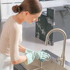 COOLJOB 3 Pairs Colorful Household Gloves with Cotton Liner & Non-slip Grip, Water Resistant Reusable Dish Washing Rubber Gloves for Kitchen & Bathroom Cleaning, Large