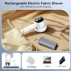 Fabric Shaver Lint Remover: Rechargeable Lint Shavers for Clothes with LED Display 3 Speeds and 6-Leaf Blades, Portable Electric Lint Shaver to Remove Fuzz Ball Pilling from Sweater Furniture